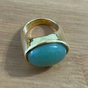 J. Crew gold tone and sea foam green semi precious stone ring